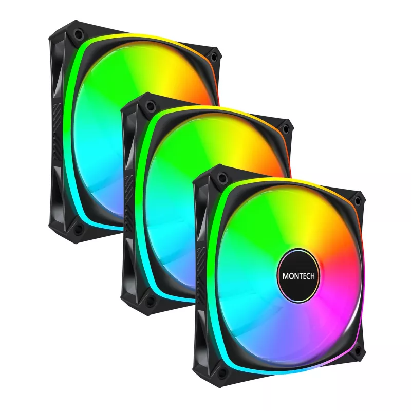 MONTECH RX120 PRO preto 120mm ARGB pack de 3