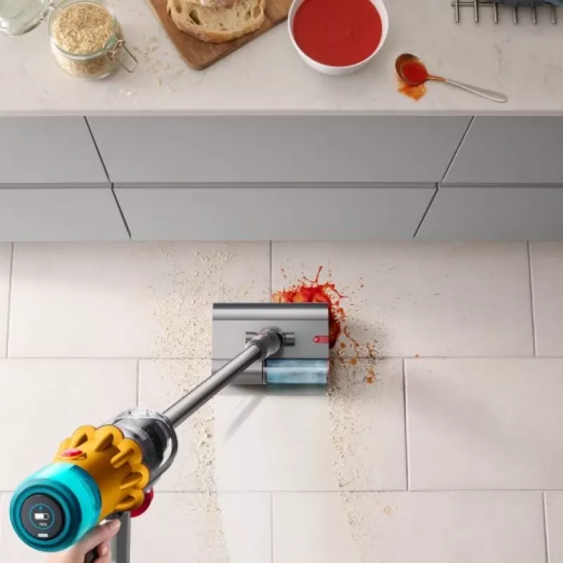 Aspirador vertical com bateria Dyson V12 Submarine 3-em-1 seco e húmido HEPA sem saco 0,35 L níquel, amarelo