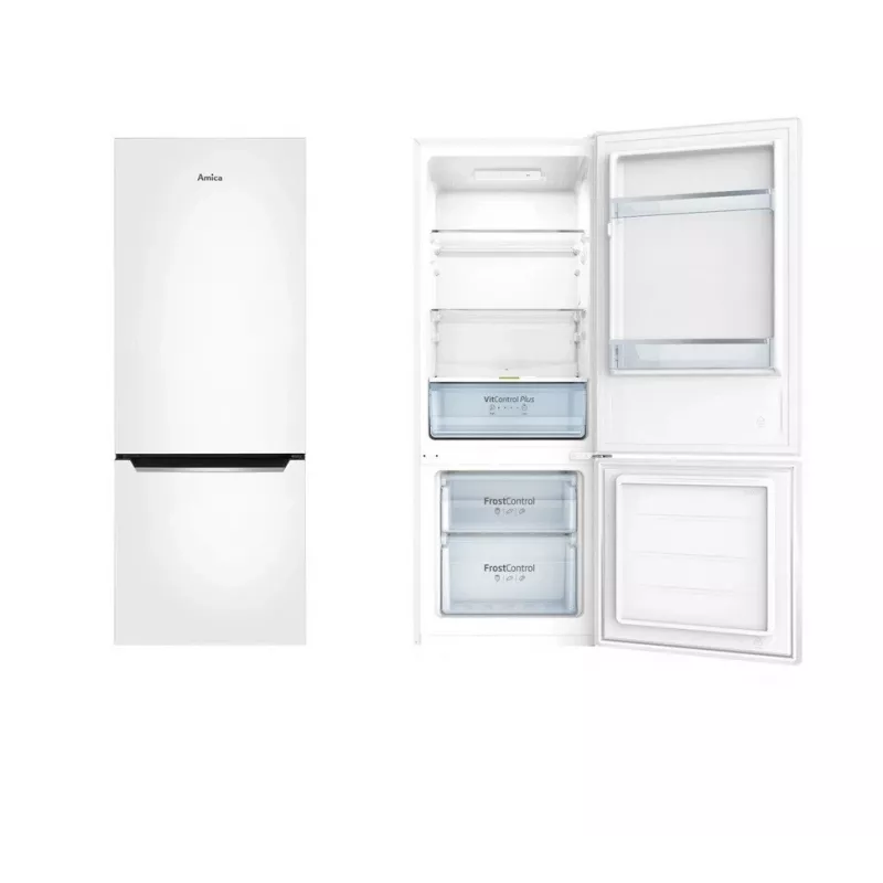 Amica FK244.4(E) frigorífico combinado de instalação livre, congelador em baixo, frigorífico de 153 l, congelador de 52 l, FrostControl, classe energética E
