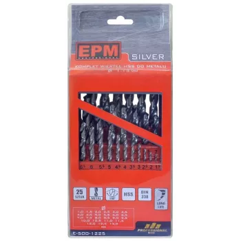 Conjunto de brocas HSS OEM E-500-1225, 25 peças, tamanhos 1–13 mm