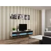 Suporte de TV Cama Meble VIGO NEW 30/180/40, tampo branco, estrutura preta brilhante, 1800×400×300 mm