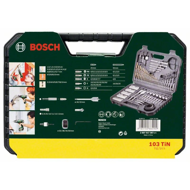 Conjunto de acessórios Bosch V-Line 103 peças — conjunto de acessórios de brocas e aparafusamento Bosch 103 peças