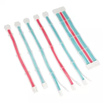 Kit de extensão de cabos com sleeve para fonte de alimentação de PC Kolink Core Adept – conjunto de 6 peças, revestimento PET, condutor de cobre, 20+4 pinos/8 pinos/4+4 pinos/3×6+2 pinos, 0,30–0,35 m