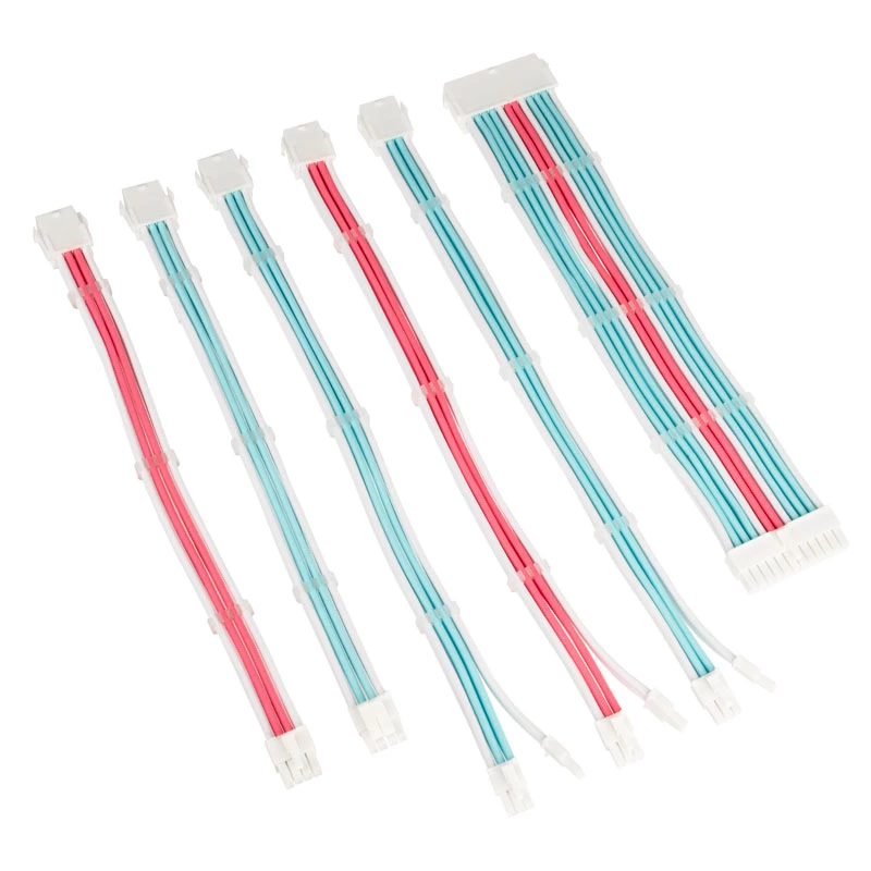 Kolink Core Adept kit de extensão de cabos entrançados, branco brilhante/azul néon/rosa puro