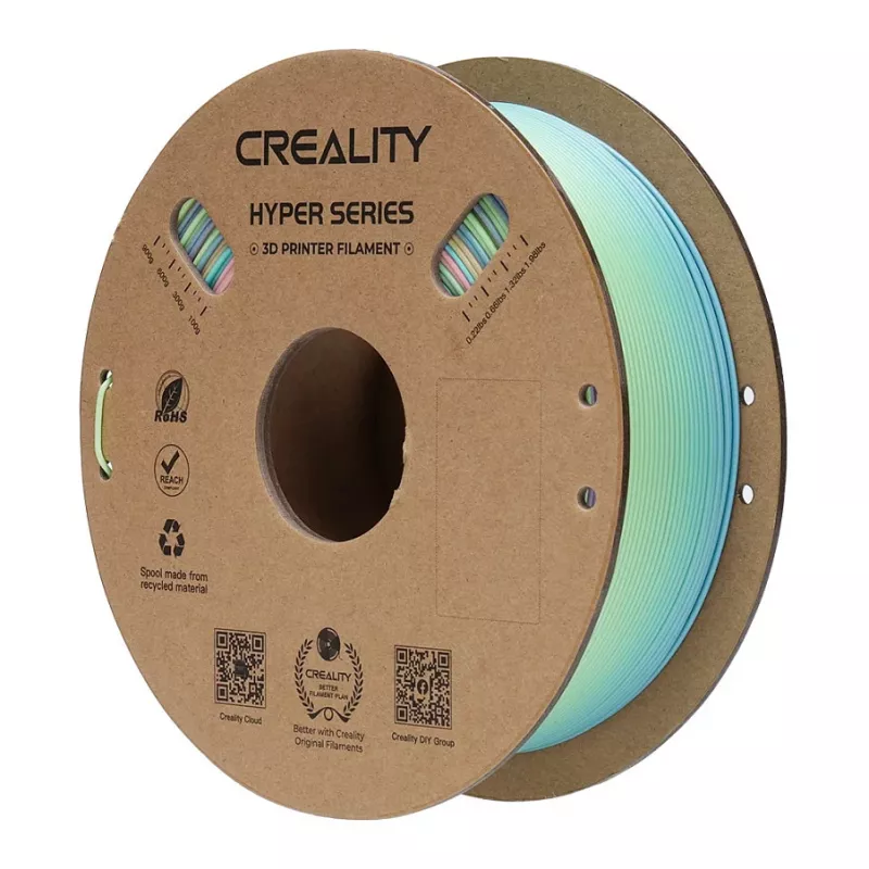 Filamento para impressão 3D Creality PLA 1,75 mm, 1 kg – azul/verde/rosa (Creality 3301010424)