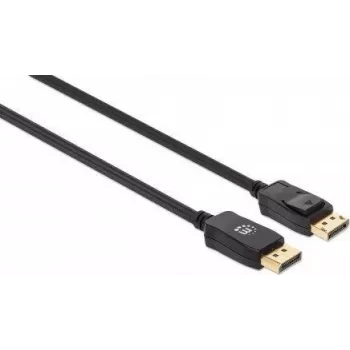 Cabo Manhattan DisplayPort 1.4, 8K@60Hz, 2 m, cabo entrelaçado, ficha macho para ficha macho, com bloqueio, totalmente blindado, preto, garantia vitalícia, corresponde a DP14MM2M
