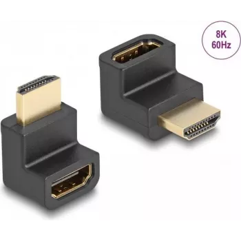 Adaptador HDMI High Speed DeLOCK ficha para conector fêmea angular 8K 60 Hz preto