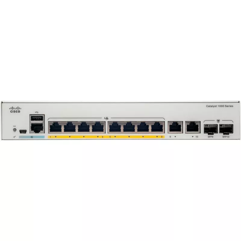 Catalyst 1000-8FP-E-2G-L - Switch - gerido - 8 x 10/100/1000 (PoE+)