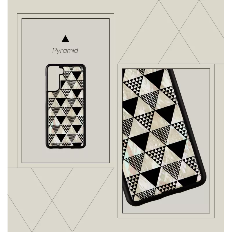 Capa de proteção iKins para Samsung Galaxy S21+ — padrão pirâmides, preto