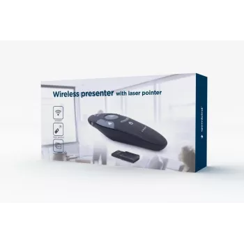 Apresentador sem fios IR GEMBIRD WP-L-11, 4 botões, recetor USB RF 2,4 GHz, preto, pilha AAA