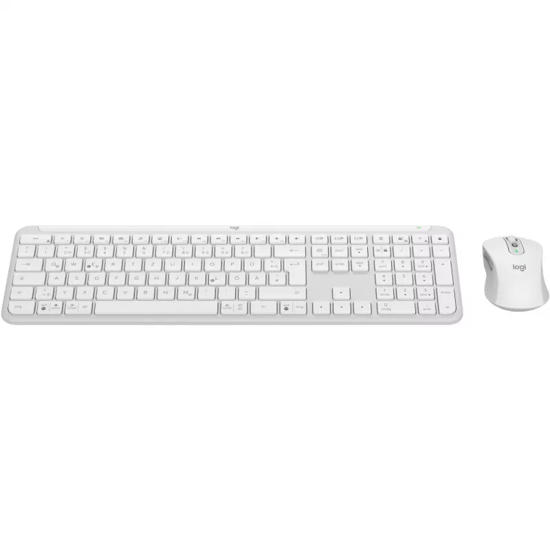 Teclado e rato Logitech MK950 Signature Slim incluindo Office RF Wireless + Bluetooth QWERTZ alemão graphite branco