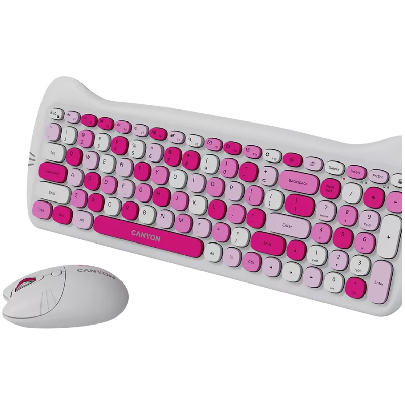 Conjunto de teclado e rato sem fios CANYON HSET-W6 Pink Kitty Edition