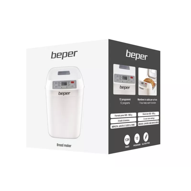 Máquina de fazer pão Beper BC.130 – 550 W, 12 programas, pães de 600–900 g