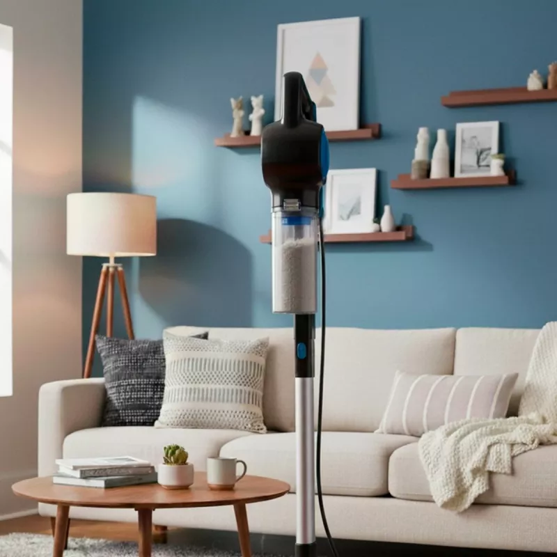 Aspirador vertical com fio Black+Decker BXVMS602E 3 em 1, 600 W, sem saco, ciclónico, 0,8 l, filtro EPA, cabo de 6 m, preto/azul