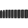 Conjunto de chaves de caixa de impacto PRO 3/8, 9 peças preto, profundas