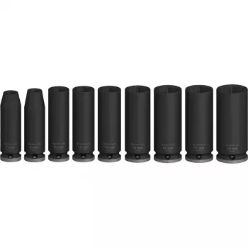 Conjunto de chaves de caixa de impacto PRO 3/8, 9 peças preto, profundas