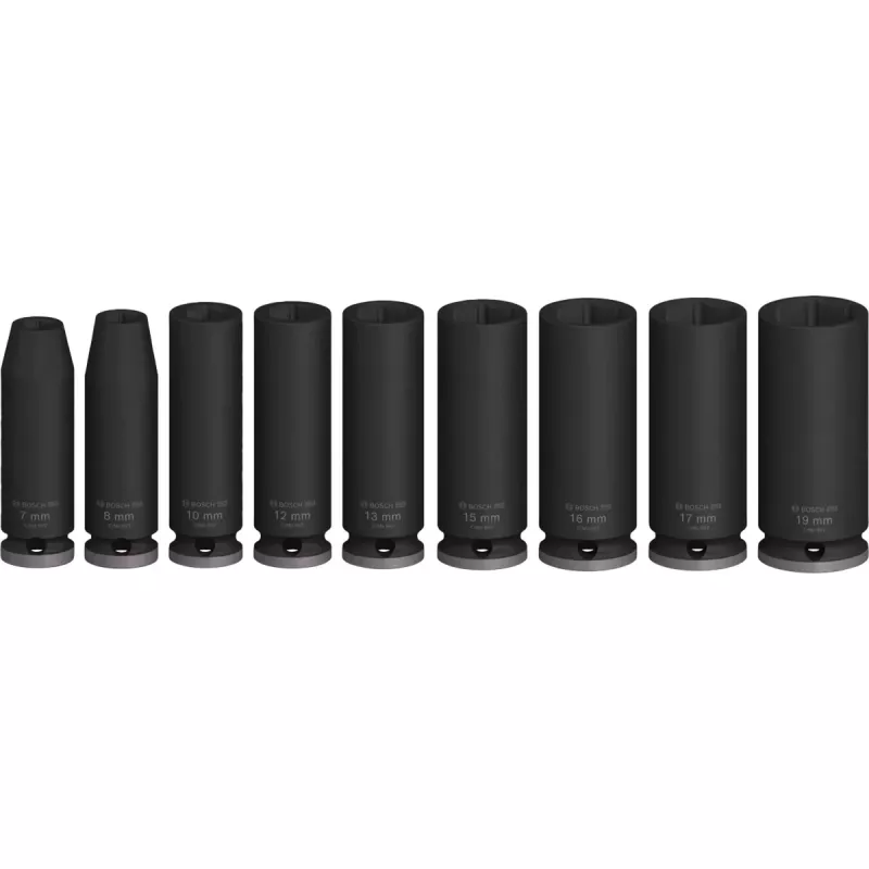 Conjunto de chaves de caixa de impacto PRO 3/8, 9 peças preto, profundas