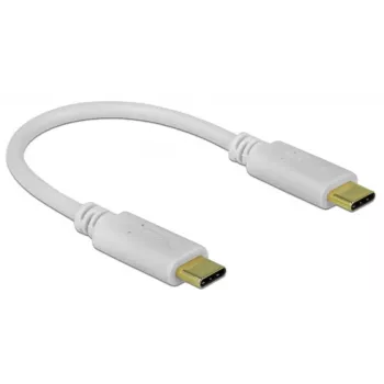 Delock - Cabo USB-C/alimentação - conector macho USB-C de 24 pinos para conector macho USB-C de 24 pinos - 5 A - 15 cm - USB Power Delivery (100 W), suporta Power Delivery 2.0 - branco (85357)