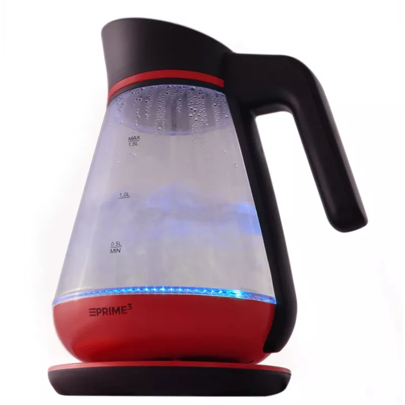 Chaleira elétrica PRIME3 1,5 L 2200 W vermelha transparente