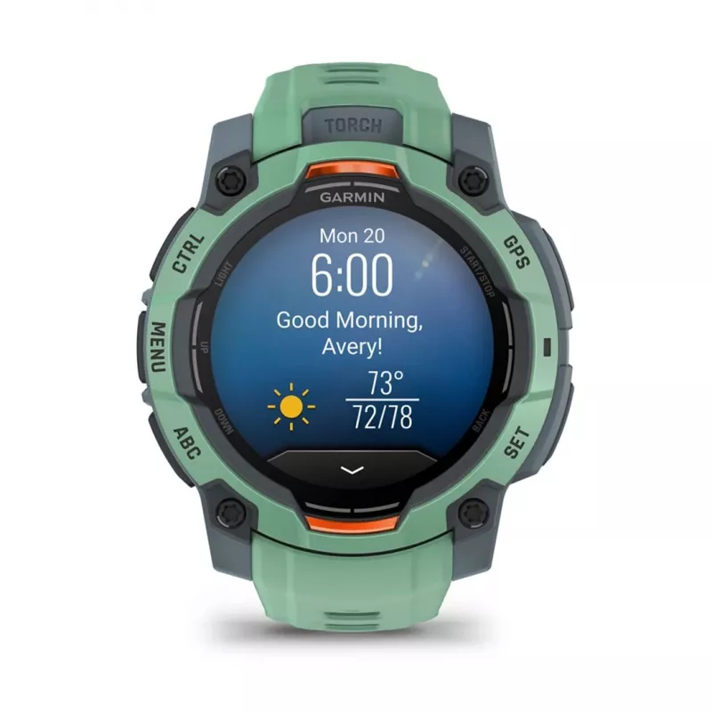 Garmin Instinct 3 AMOLED 3,05 cm (1,2) 45 mm Digital 390 x 390 píxeis Ecrã tátil verde GPS (satélite)