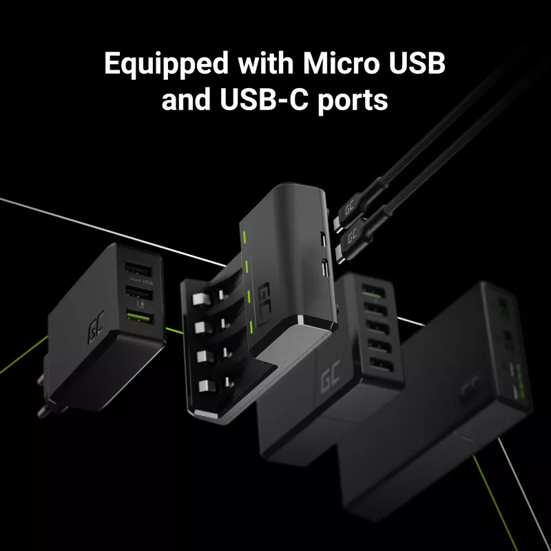 Carregador de pilhas Green Cell GC VitalCharger USB, 4 slots, AA/AAA, alimentado por USB, preto