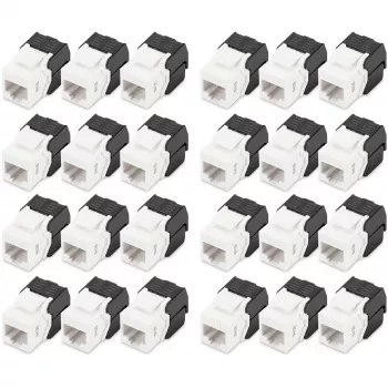Keystone Jack Digitus CAT 6 não blindado 24 unid. Plano Preto Branco RJ-45