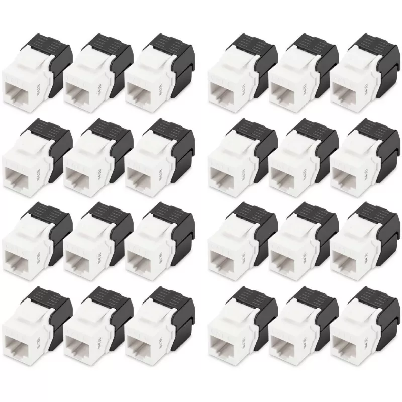 Keystone Jack Digitus CAT 6 não blindado 24 unid. Plano Preto Branco RJ-45