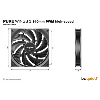 be quiet Pure Wings 3 140mm Ventoinha de caixa PWM de alta velocidade para computador 14 cm Preto 1 unid.
