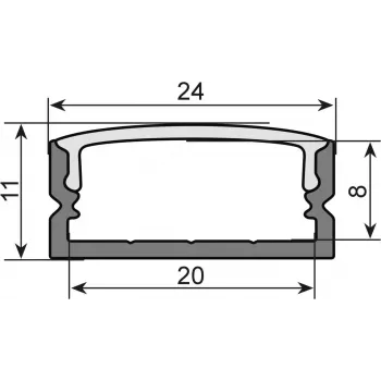 Perfil em U para fita LED EUROLITE 51210970, 20 mm, preto, 2 m