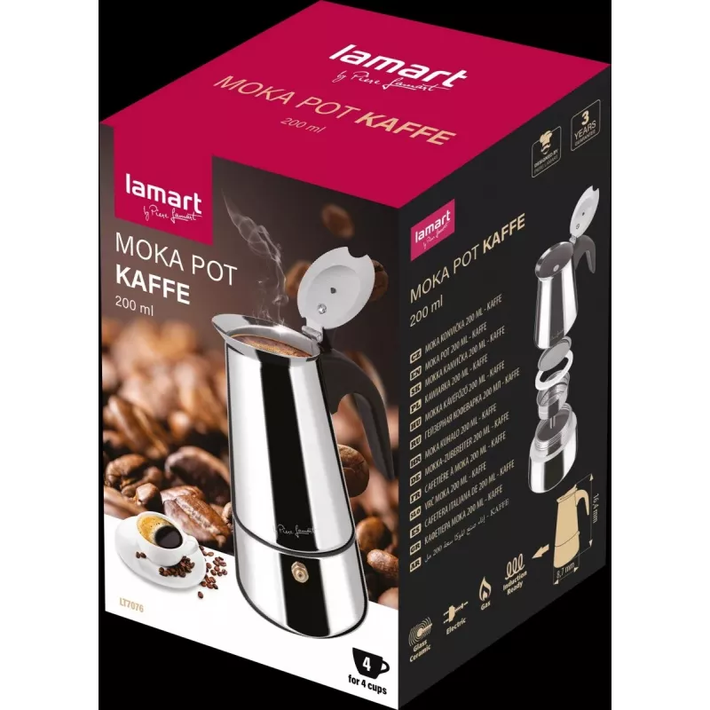 Cafeteira moka LAMART LT7076 200 ml aço inoxidável