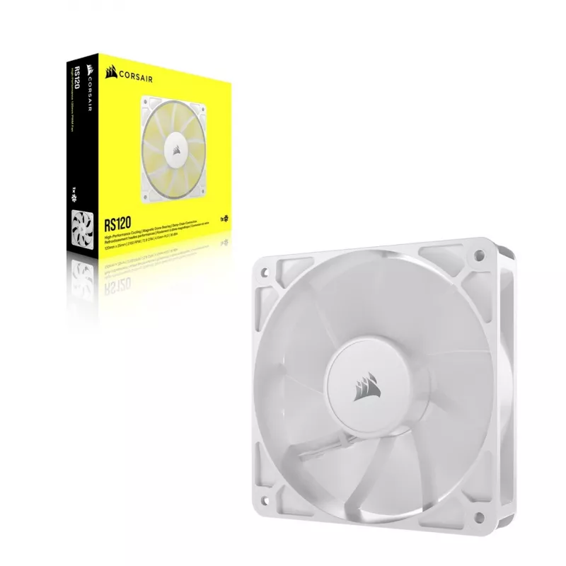 Corsair RS120 CO-9050192-WW ventoinha PWM para caixa de 120 mm, 420–2100 RPM, embalagem individual, branca