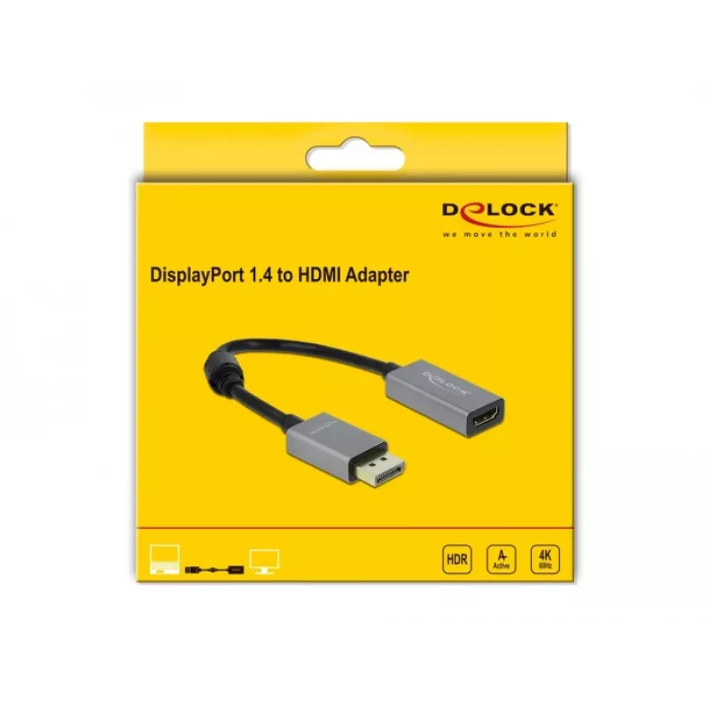 Adaptador ativo DisplayPort 1.4 para HDMI DeLOCK 66436