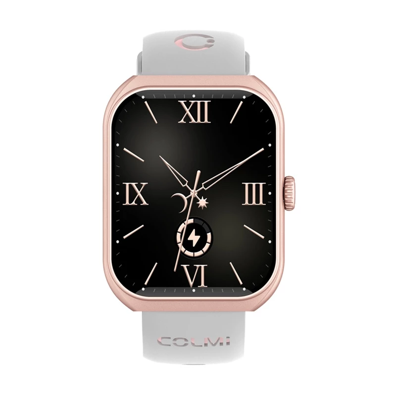 Smartwatch Colmi P86 ouro rosa com medidor de frequência cardíaca, à prova de água