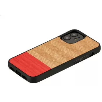 Capa protetora para telemóvel Man and Wood para iPhone 12 mini – padrão espinha de peixe azalea preto
