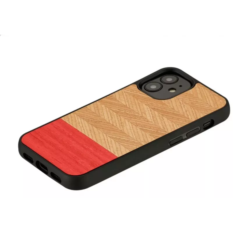 Capa protetora para telemóvel Man and Wood para iPhone 12 mini – padrão espinha de peixe azalea preto