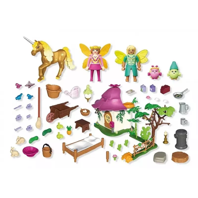 Conjunto de figuras Princess Magic 71838 Casa de fadas acolhedora e unicórnio dourado