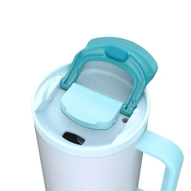 Copo térmico com palhinha telescópica Kambukka Rio Tumbler 950ml Frosty Coconut