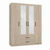 Roupeiro Topeshop ROMANA 160 SON 11 prateleiras 4 portas carvalho