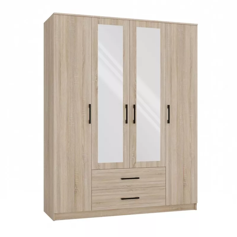 Roupeiro Topeshop ROMANA 160 SON 11 prateleiras 4 portas carvalho