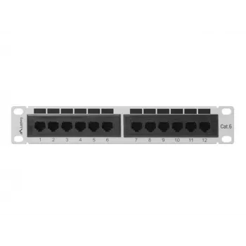 Patch panel LANBERG PPU6-9012-S, 12 portas Cat6, metal, cinzento