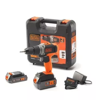 BLACK & DECKER | Berbequim aparafusador com bateria de 2,0 Ah/4,0 Ah | BCD003MEM2K-QW | 18 V | 2,0/4,0 Ah | Lítio