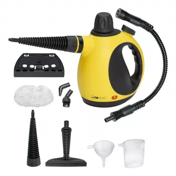 Limpa-vapores portátil CLATRONIC DR 3653 — depósito de água de 0,25 L, 1050 W, 3,5 bar, cabo de 5 m, amarelo
