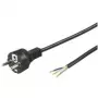 Cabo de alimentação Wentronic Goobay com contacto de proteção para montagem própria, 1,5 m, preto - tipo F (tipo F, CEE 7/7) > extremidades de cabo soltas (51327)