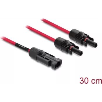 Cabo divisor solar DELOCK 1 x conector macho para 2 x conectores fêmea 30 cm vermelho (modelo 90707)