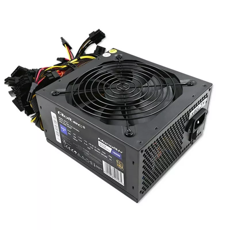 Fonte de alimentação QOLTEC Gaming Miner 1600W Gold, 1600 W, ATX, eficiência Gold