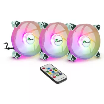 Inter-Tech Argus RS-06 conjunto de ventoinhas RGB, 3x 120 mm (120x120x25), RF, preto/branco