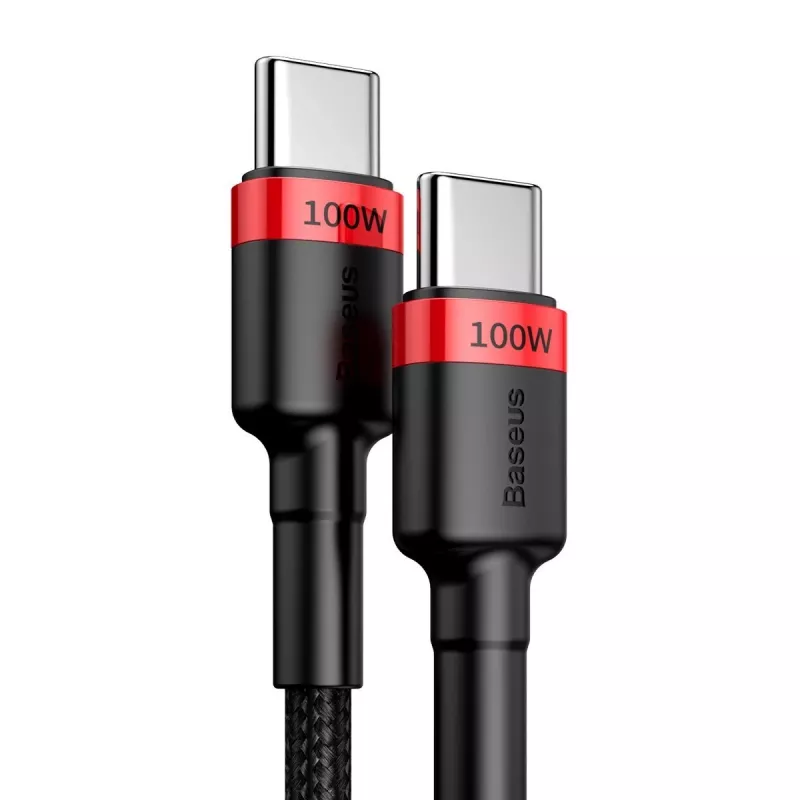 Cabo USB para USB-C Baseus Cafule PD2.0 100W Flash-Charging (20V 5A) 2m vermelho+preto