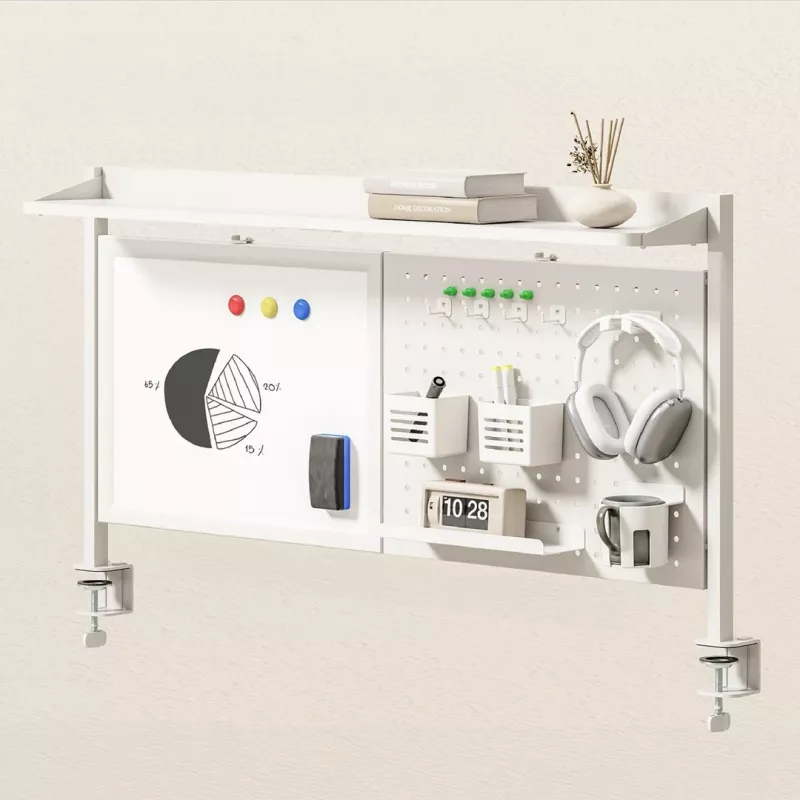Divisória de secretária ergo office ER-301 W – proteção visual em aço com 1116 mm de largura com quadro magnético, branco, carga máx. 10 kg