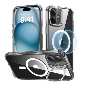 Capa para telemóvel ESR Classic Hybrid para iPhone 16 Plus – transparente com suporte integrado
