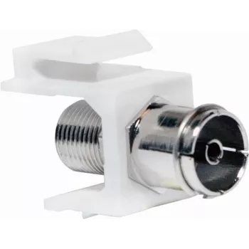 Acoplador em linha Keystone Logilink - Adaptador inversor RF - Conexão IEC (fêmea) para ficha F (macho) - branco - conector fêmea Keystone (NK0020)